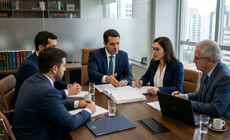 Grupo de advogados discute cláusula em contrato social e inventário